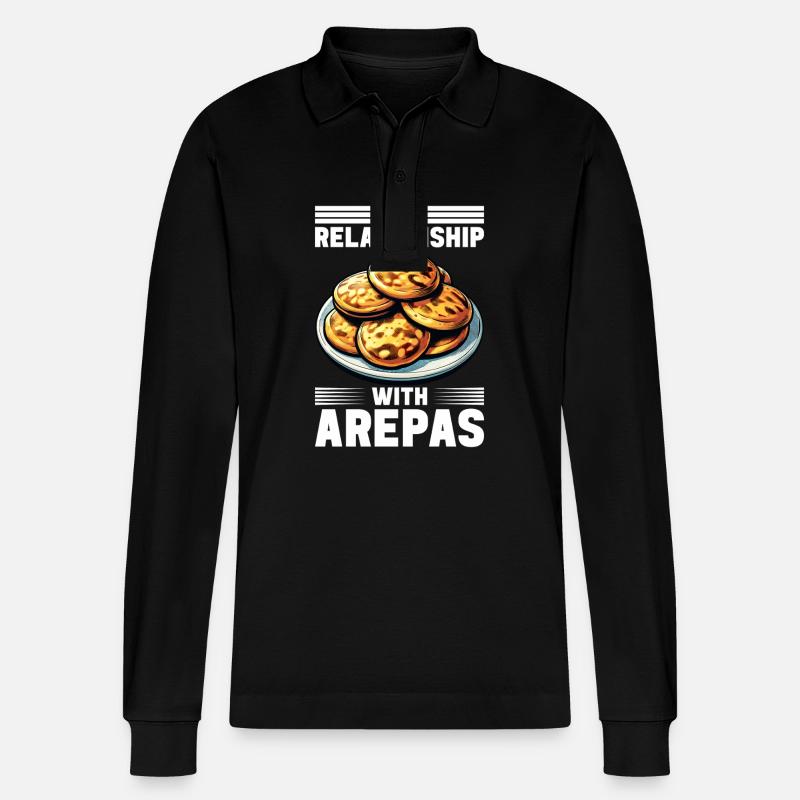 Venezolanische Arepas - Stanley/Stella Unisex Bio-Langarm-Poloshirt Prepster - Schwarz