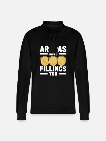 Venezuelan Arepas - Stanley/Stella Organic Unisex Long-Sleeved Polo Shirt Prepster - black