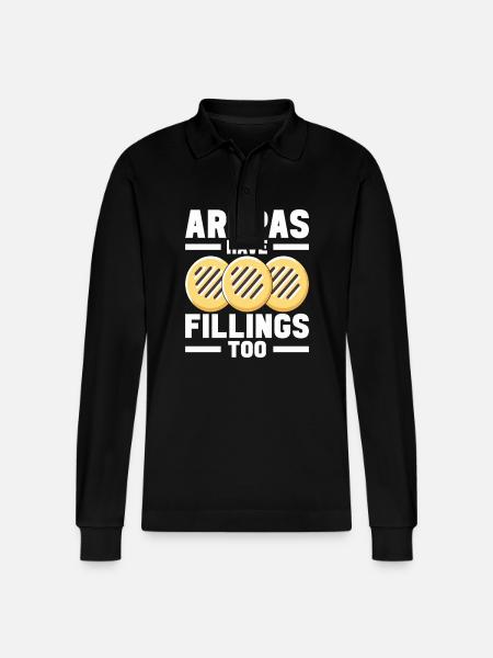 Venezuelan Arepas - Stanley/Stella Organic Unisex Long-Sleeved Polo Shirt Prepster - black