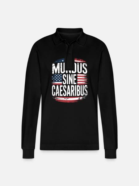 Mundus Sine Caesaribus America - Stanley/Stella Organic Unisex Long-Sleeved Polo Shirt Prepster - black