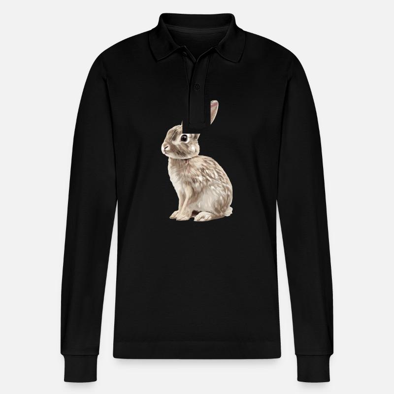 Hasen Hase - Stanley/Stella Unisex Bio-Langarm-Poloshirt Prepster - Schwarz