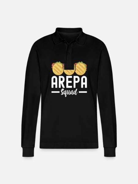 Venezuelan Arepas - Stanley/Stella Organic Unisex Long-Sleeved Polo Shirt Prepster - black