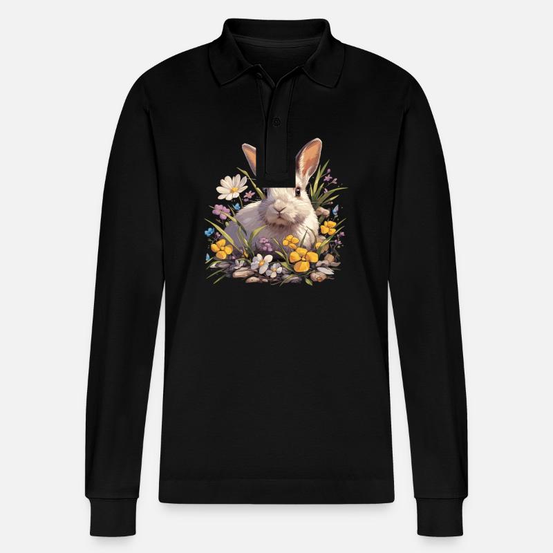 Hasen Hase - Stanley/Stella Unisex Bio-Langarm-Poloshirt Prepster - Schwarz