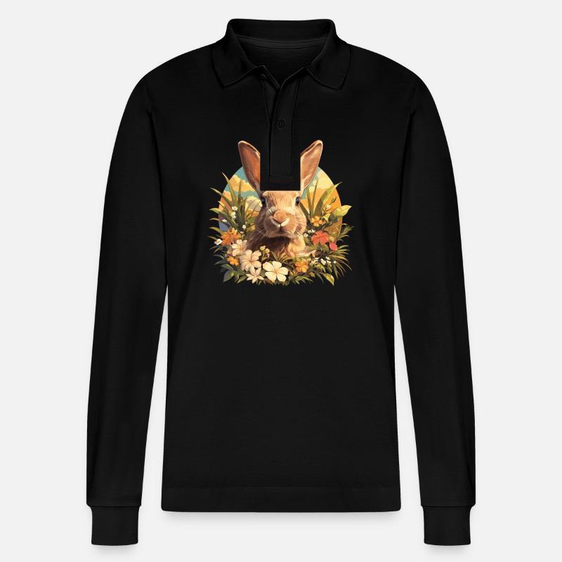 Hasen Hase - Stanley/Stella Unisex Bio-Langarm-Poloshirt Prepster - Schwarz