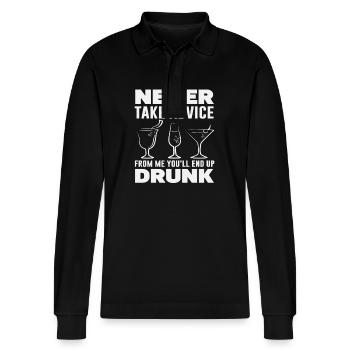 Barkeeper Humor Nie Nüchtern Beratung - Stanley/Stella Unisex Bio-Langarm-Poloshirt Prepster - Schwarz - Vorne - Anna (173cm) & Nico (186cm)