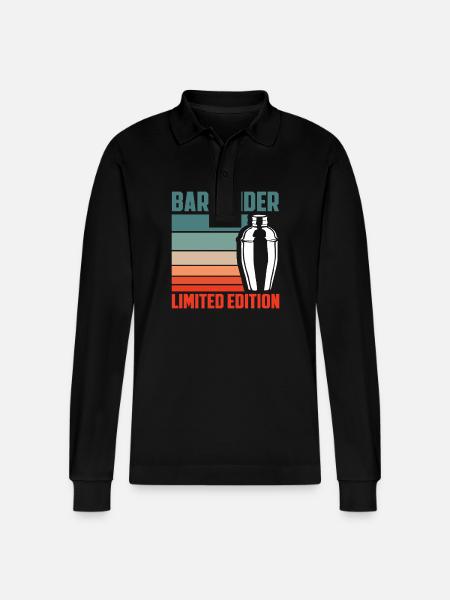 Bartender Limited Edition - Stanley/Stella Organic Unisex Long-Sleeved Polo Shirt Prepster - black