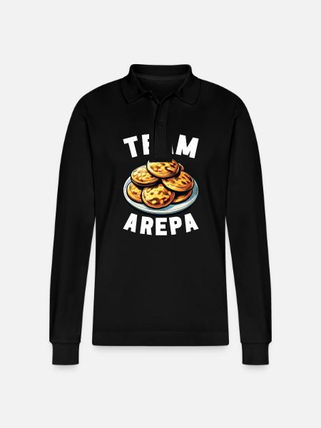 Venezuelan Arepas - Stanley/Stella Organic Unisex Long-Sleeved Polo Shirt Prepster - black