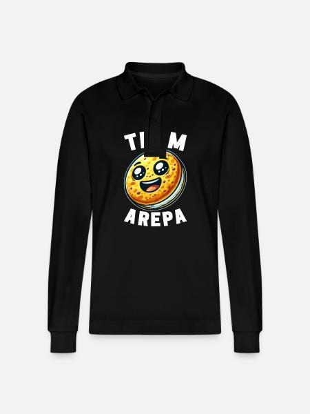 Venezuelan Arepas - Stanley/Stella Organic Unisex Long-Sleeved Polo Shirt Prepster - black