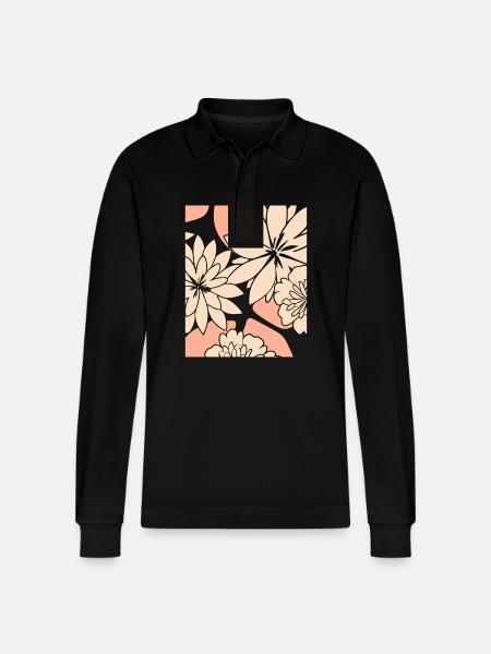 Flowers - Spring - Summer - Blossoms - Stanley/Stella Organic Unisex Long-Sleeved Polo Shirt Prepster - black