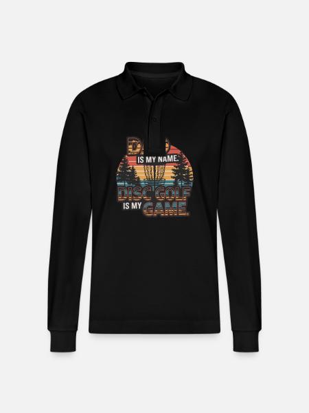 Far er mit navn Disc Golf er mit spil retro - Stanley/Stella Prepster økologisk unisex langærmet poloshirt - sort