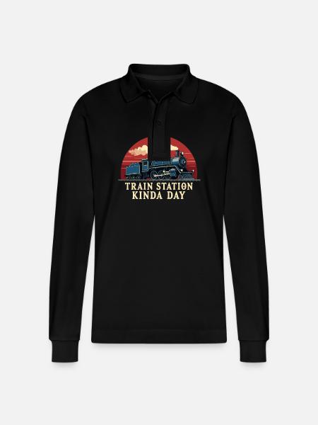 Togtur -lokomotiv Eventyr - Stanley/Stella Prepster økologisk unisex langærmet poloshirt - sort