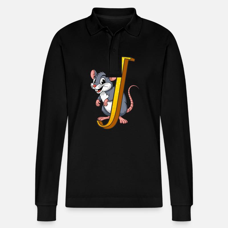 BUCHSTABE J - Stanley/Stella Unisex Bio-Langarm-Poloshirt Prepster - Schwarz