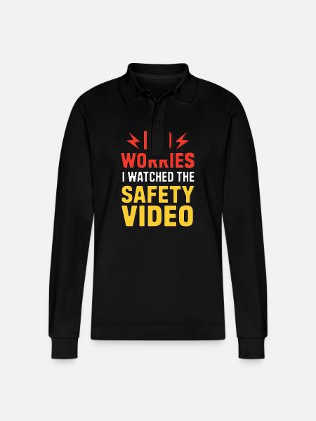 GEEN ZORGEN, IK HEB DE VEILIGHEIDSVIDEO BEKEKEN - Stanley/Stella uniseks bio poloshirt met lange mouwen Prepster - zwart