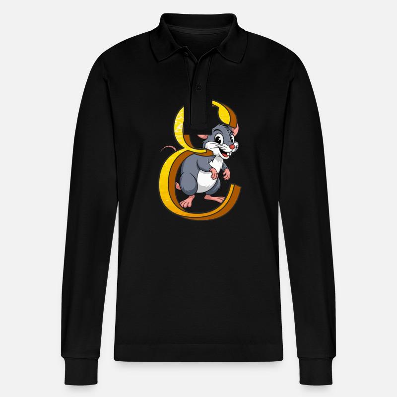 LETTRE E - Polo à manches longues bio PREPSTER Stanley/Stella Unisexe - noir