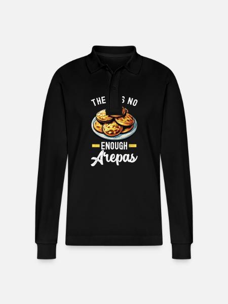 Venezuelan Arepas - Stanley/Stella Organic Unisex Long-Sleeved Polo Shirt Prepster - black