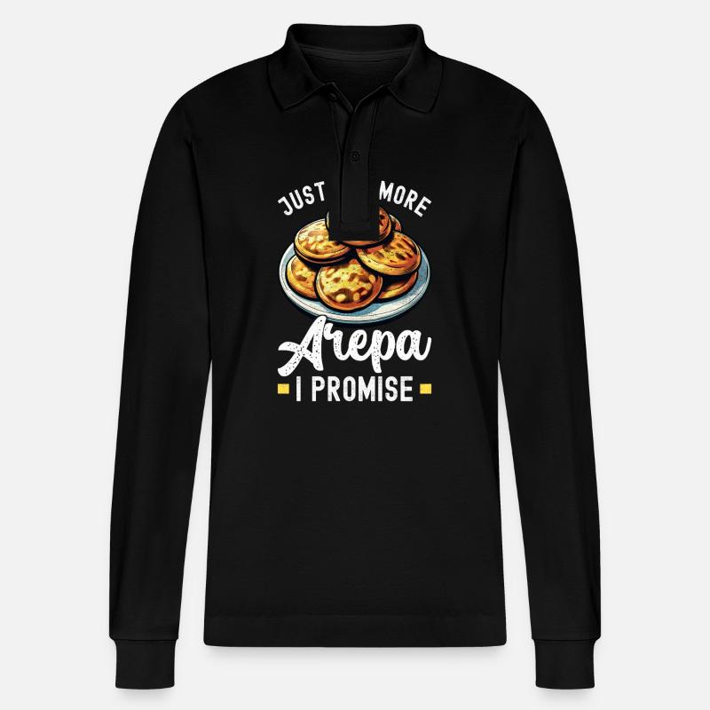 Venezolanische Arepas - Stanley/Stella Unisex Bio-Langarm-Poloshirt Prepster - Schwarz