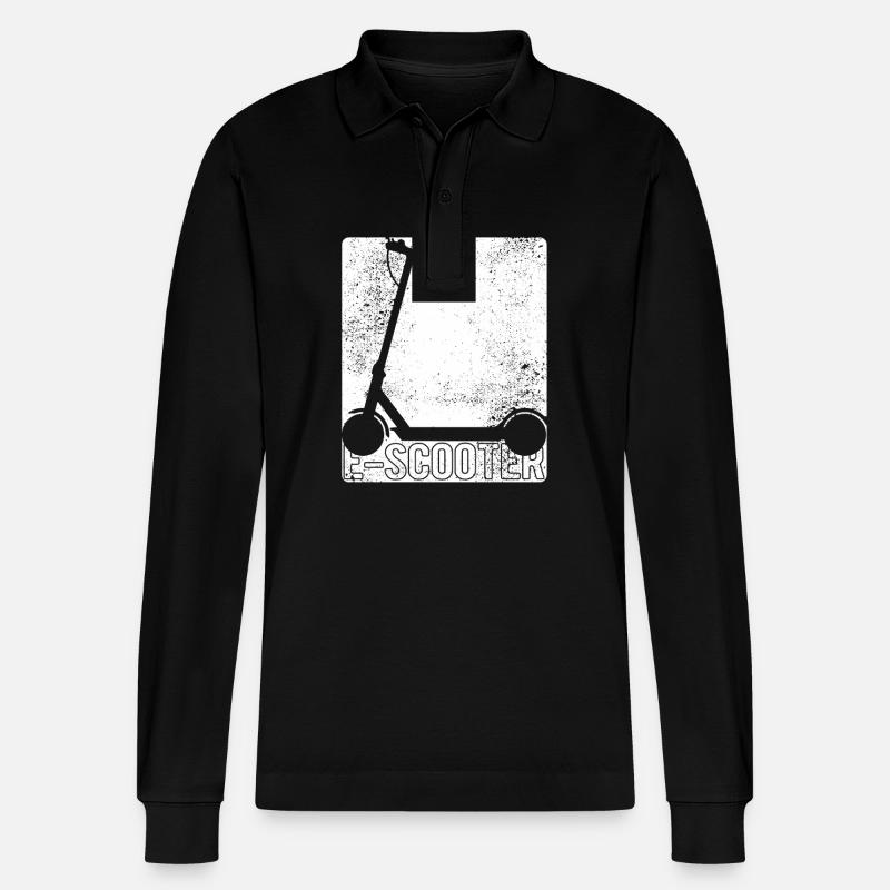 E-Scooter, Elektro Roller mit Akku - Stanley/Stella Unisex Bio-Langarm-Poloshirt Prepster - Schwarz