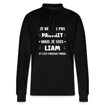 Liam - Polo à manches longues bio PREPSTER Stanley/Stella Unisexe - noir - Devant - Anna (173cm) & Nico (186cm)