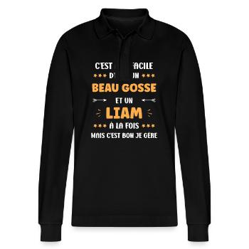 liam - Polo à manches longues bio PREPSTER Stanley/Stella Unisexe - noir - Devant - Anna (173cm) & Nico (186cm)