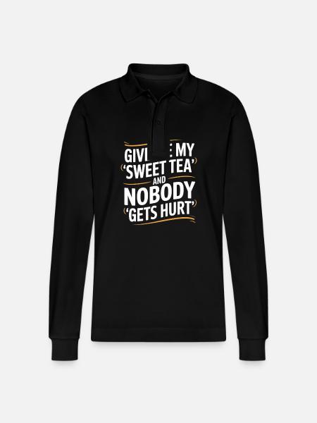 Sweet Tea - Stanley/Stella Organic Unisex Long-Sleeved Polo Shirt Prepster - black