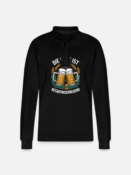 Funny Beer Design - Stanley/Stella Organic Unisex Long-Sleeved Polo Shirt Prepster - black