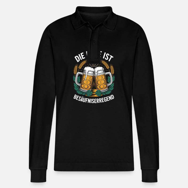 Conception de bière amusante - Polo à manches longues bio PREPSTER Stanley/Stella Unisexe - noir