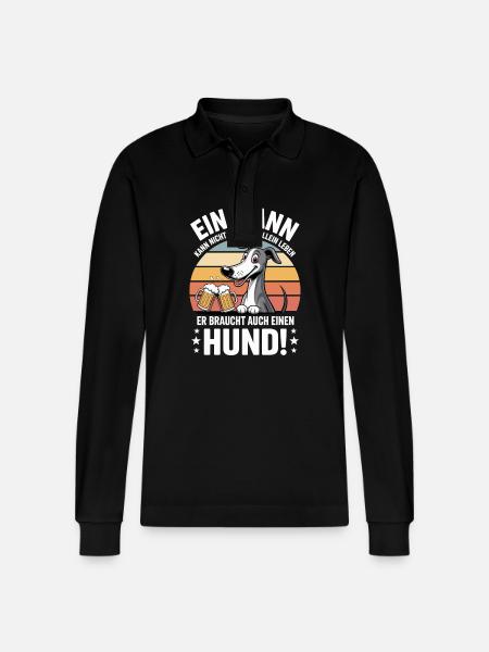Funny Man Dog Beer - Stanley/Stella Organic Unisex Long-Sleeved Polo Shirt Prepster - black