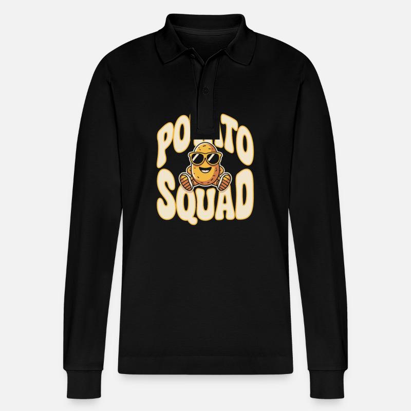 Potato squad - Stanley/Stella Unisex Bio-Langarm-Poloshirt Prepster - Schwarz