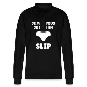 Slip - Polo à manches longues bio PREPSTER Stanley/Stella Unisexe - noir - Devant - Anna (173cm) & Nico (186cm)