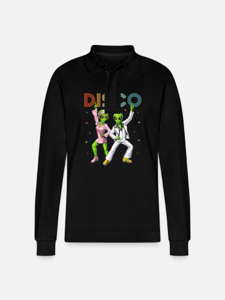 Disco Aliens - Stanley/Stella Organic Unisex Long-Sleeved Polo Shirt Prepster - black