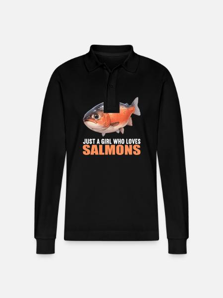 Lachse Lachs - Stanley/Stella Unisex Bio-Langarm-Poloshirt Prepster - Schwarz