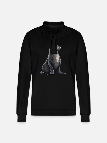 Seelöwen Seelöwe - Stanley/Stella Unisex Bio-Langarm-Poloshirt Prepster - Schwarz