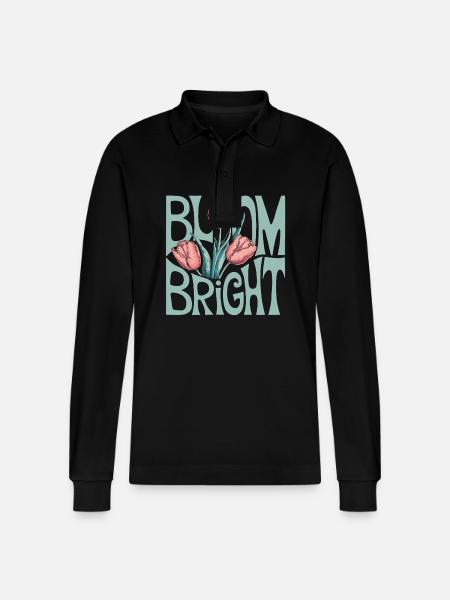 Bloom Bright Tulips Illustration Spring - Stanley/Stella Organic Unisex Long-Sleeved Polo Shirt Prepster - black