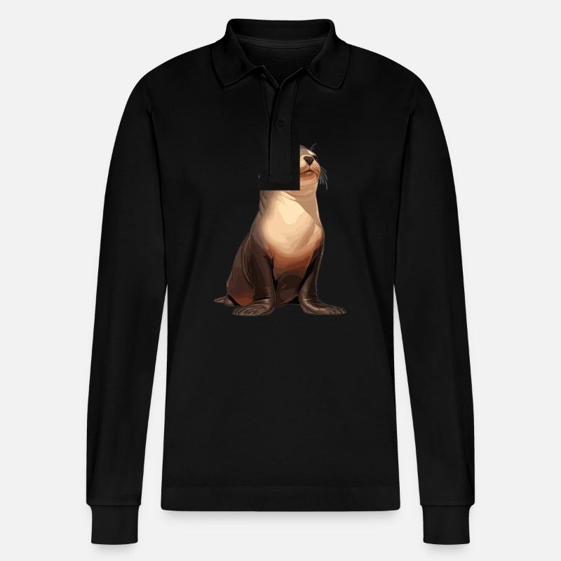 Seelöwen Seelöwe - Stanley/Stella Unisex Bio-Langarm-Poloshirt Prepster - Schwarz