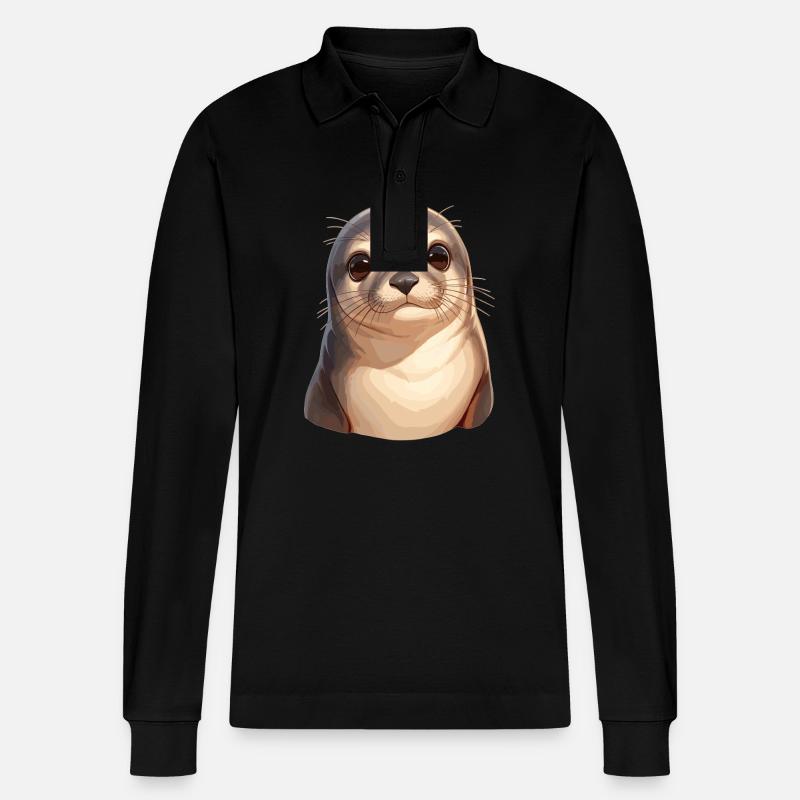 Seelöwen Seelöwe - Stanley/Stella Unisex Bio-Langarm-Poloshirt Prepster - Schwarz