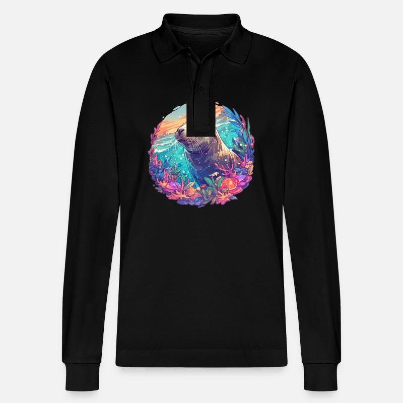 Seelöwen Seelöwe - Stanley/Stella Unisex Bio-Langarm-Poloshirt Prepster - Schwarz