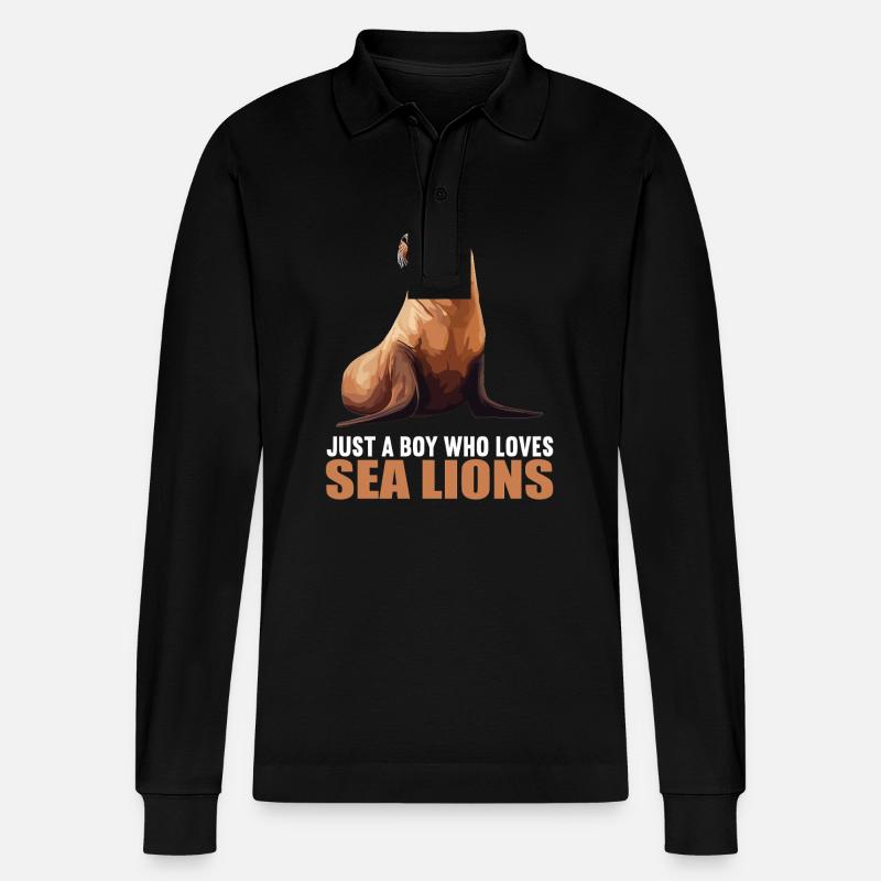 Seelöwen Seelöwe - Stanley/Stella Unisex Bio-Langarm-Poloshirt Prepster - Schwarz