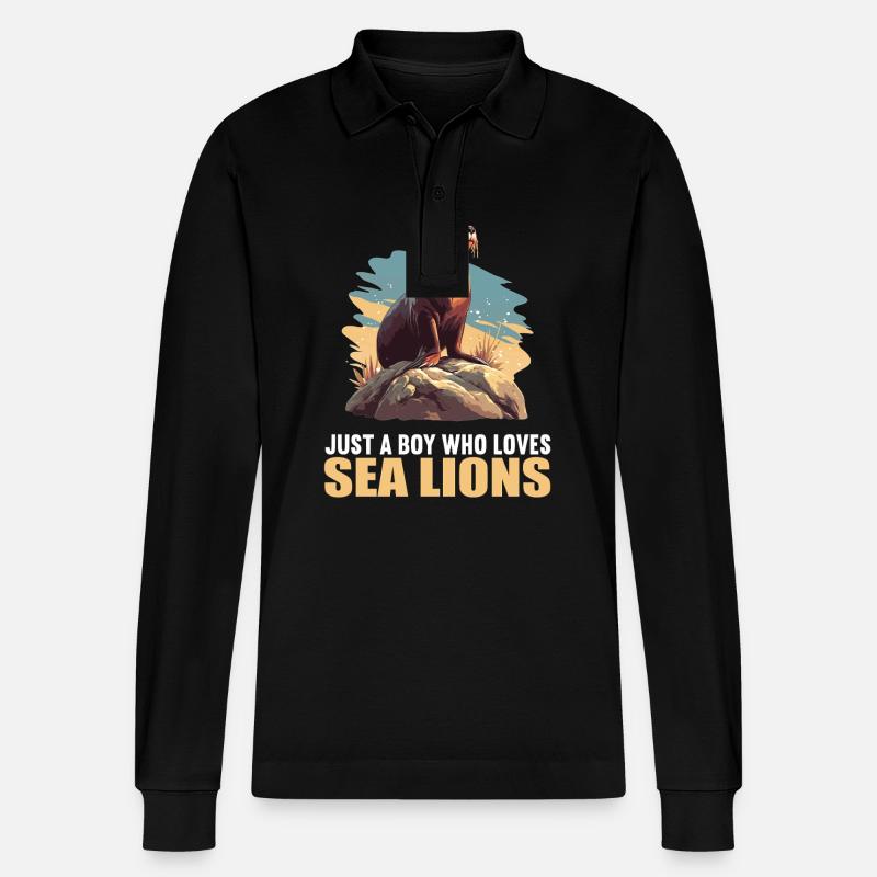 Seelöwen Seelöwe - Stanley/Stella Unisex Bio-Langarm-Poloshirt Prepster - Schwarz