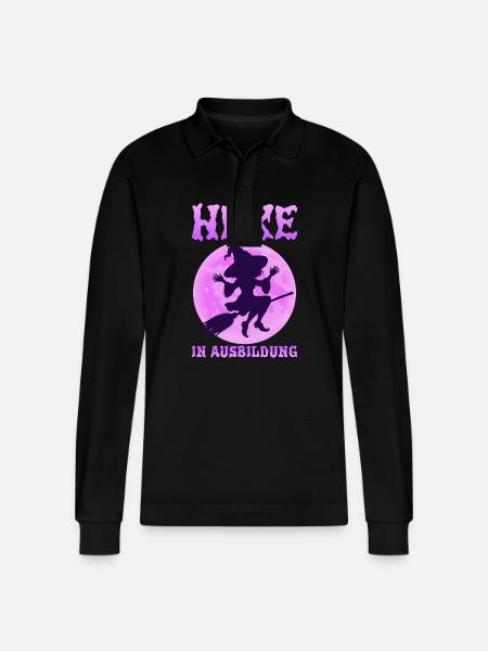 Witch In Training - Stanley/Stella Organic Unisex Long-Sleeved Polo Shirt Prepster - black
