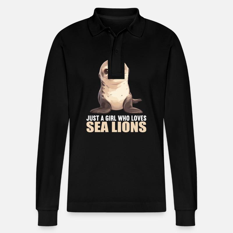 Seelöwen Seelöwe - Stanley/Stella Unisex Bio-Langarm-Poloshirt Prepster - Schwarz