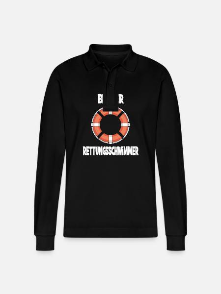 Best Lifeguard Life Lifebuoy - Stanley/Stella Organic Unisex Long-Sleeved Polo Shirt Prepster - black