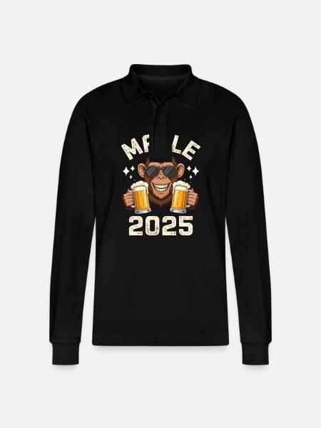 Malle 2025 Monkeys - Stanley/Stella Organic Unisex Long-Sleeved Polo Shirt Prepster - black
