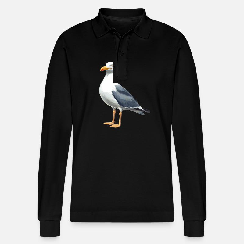 Möwen Möwe - Stanley/Stella Unisex Bio-Langarm-Poloshirt Prepster - Schwarz