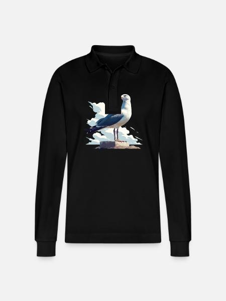 Möwen Möwe - Stanley/Stella Unisex Bio-Langarm-Poloshirt Prepster - Schwarz