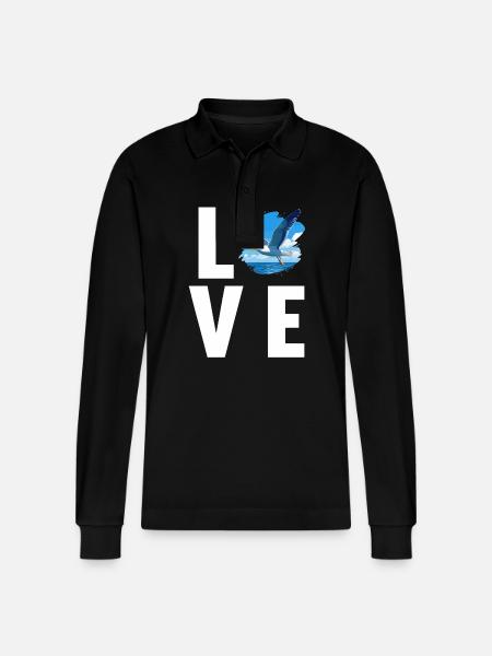 Seagulls Seagull - Stanley/Stella Organic Unisex Long-Sleeved Polo Shirt Prepster - black