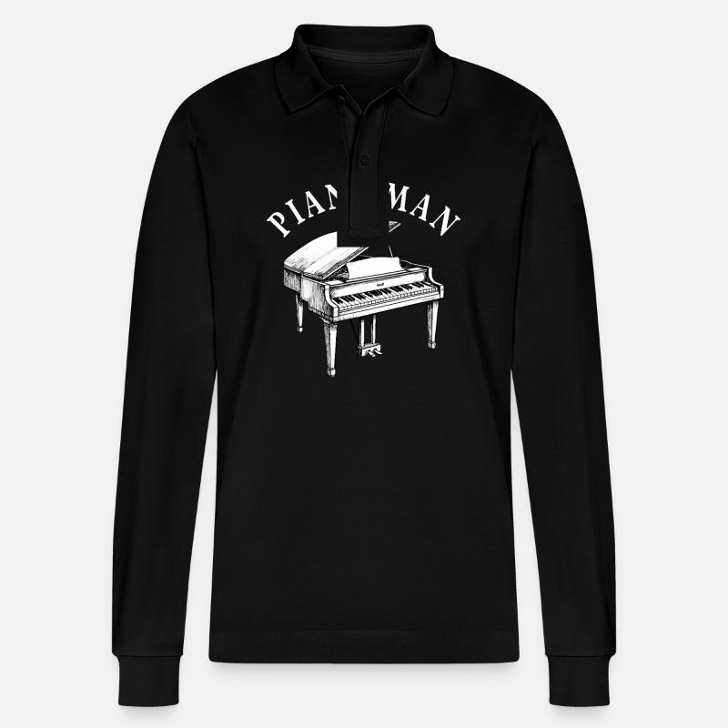 Mr PIANO - Stanley/Stella Unisex Bio-Langarm-Poloshirt Prepster - Schwarz