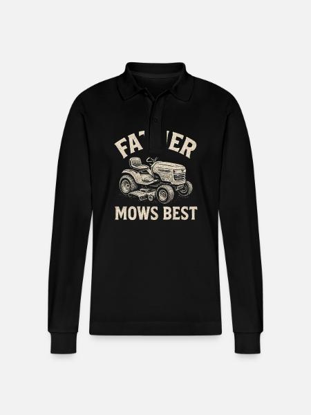 Father mows best - Stanley/Stella Organic Unisex Long-Sleeved Polo Shirt Prepster - black
