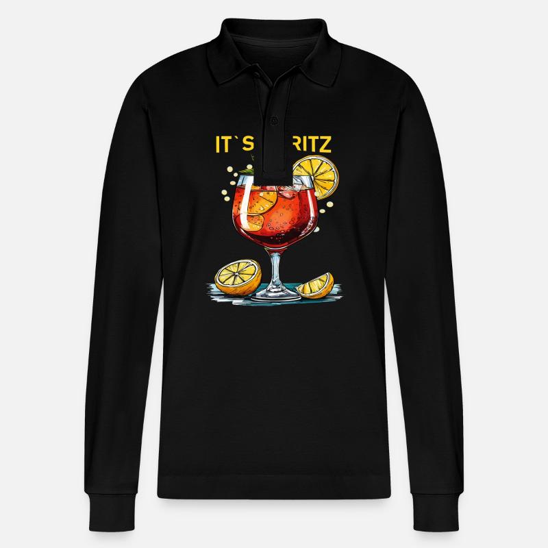 GETRÄNK IT`S SPRITZ - Stanley/Stella Unisex Bio-Langarm-Poloshirt Prepster - Schwarz
