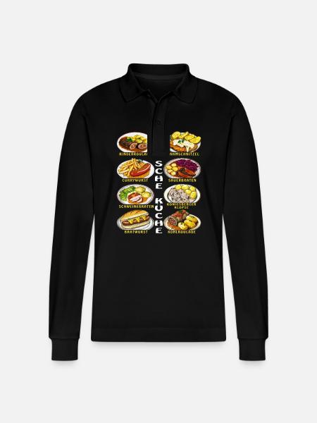 GERMAN CUISINE - Stanley/Stella Organic Unisex Long-Sleeved Polo Shirt Prepster - black