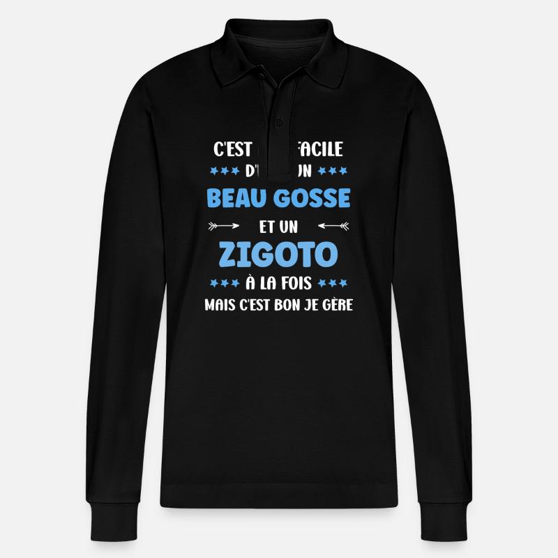 Zigoto - Polo à manches longues bio PREPSTER Stanley/Stella Unisexe - noir